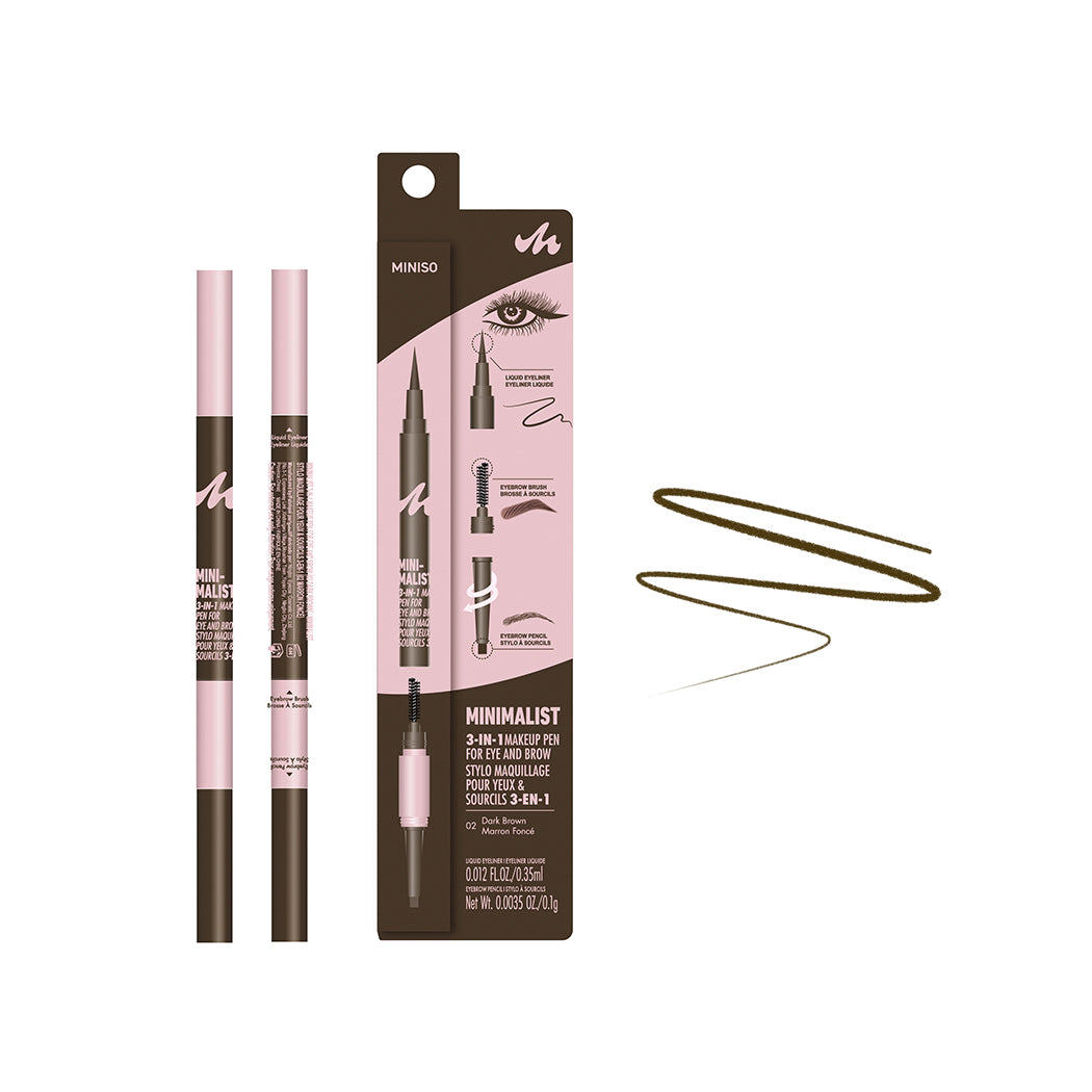 Minimalist Kollekció - 3 in 1 Szemceruza, szemöldökceruza, szemöldökecset 02 sötét barna