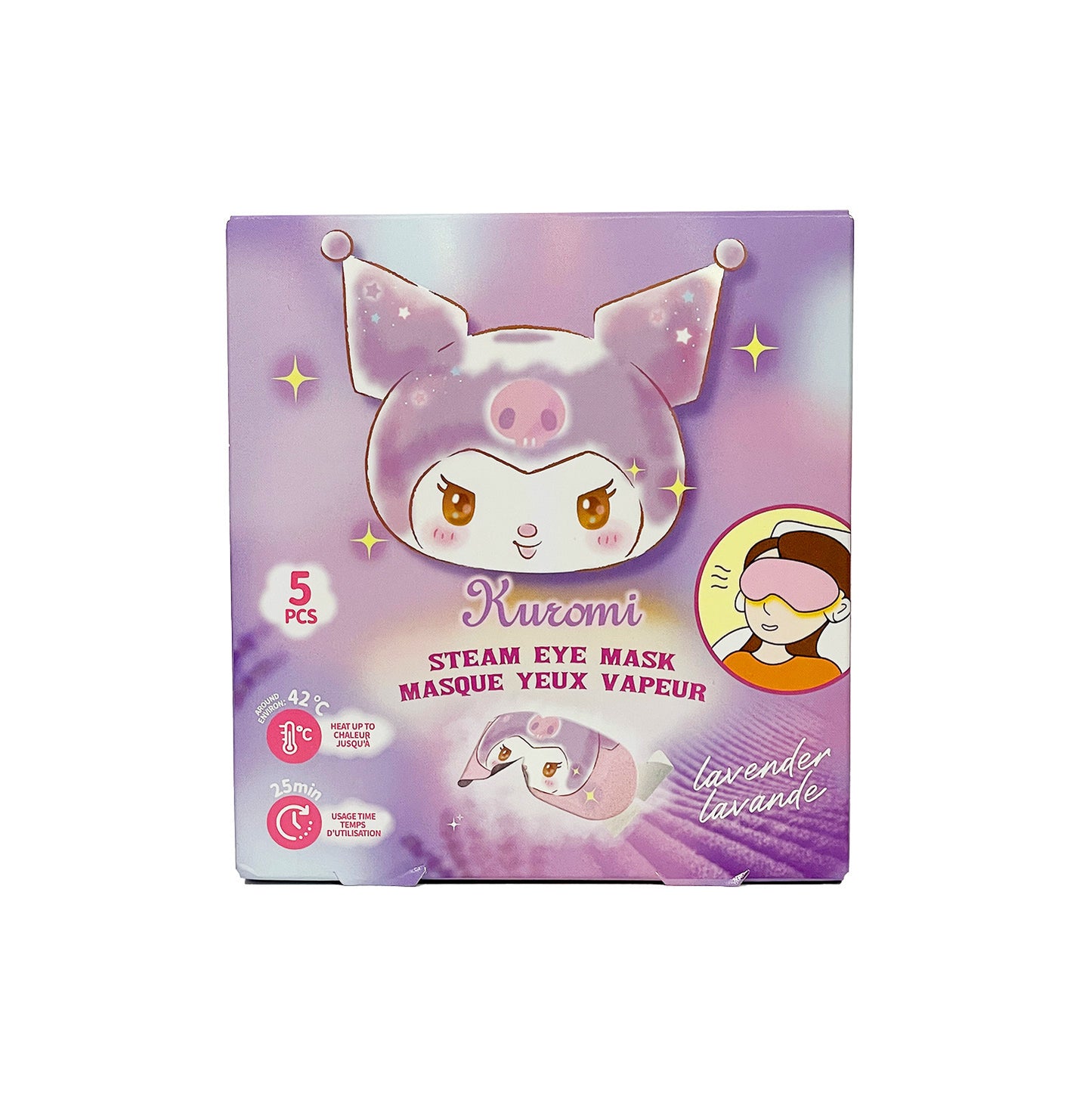 Sanrio kollekció - Kuromi Steam szemmaszk levendula kivonattal 5db