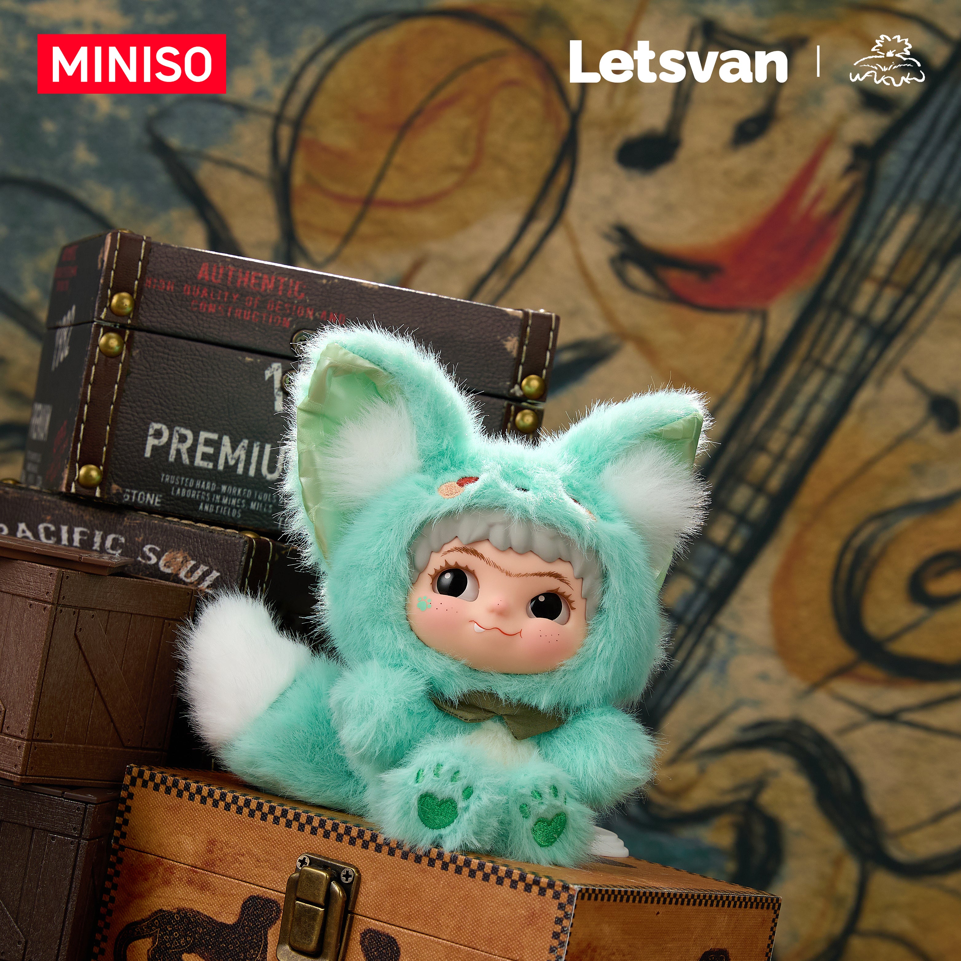 Wakuku Kollekció - Nyúl és Róka Vinyl Plüss Zsákbamacska – Miniso